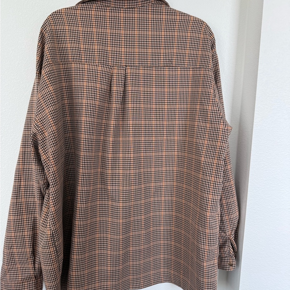 Princess Polly Checkered Button Up Brown and Black - Picture 2 of 3